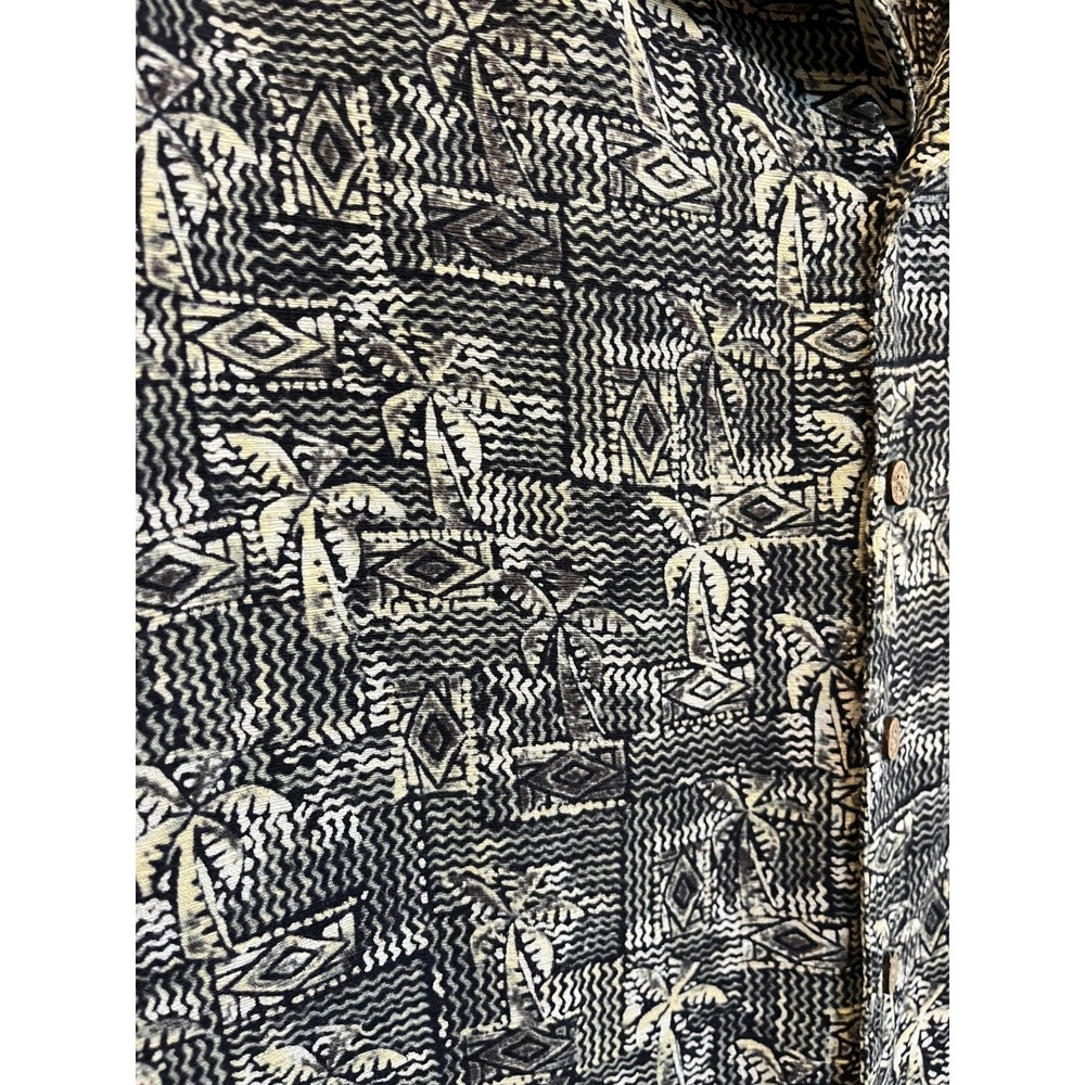 Vintage Batik Bay Men's Black Tan Hawaiian Casual Summer Beach Shirt Size M - Picture 2 of 4